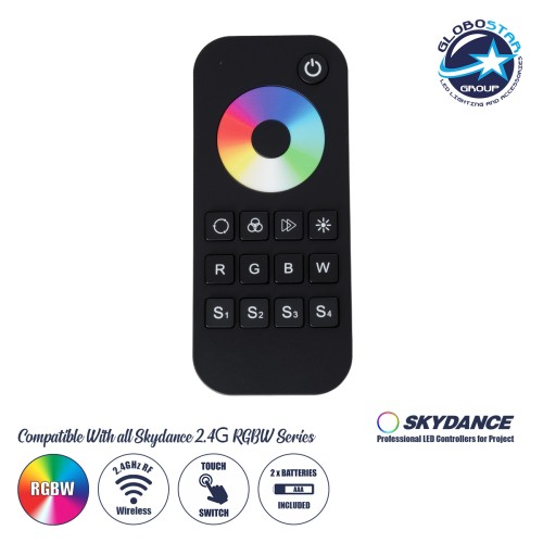 GLOBOSTAR® 71548 SKYDANCE RT4 SPECTRUM RGB/RGBW Ασύρματο Χειριστήριο Αφής 1 Ζώνης 4CH DC 3V 2xAAA Μπαταρίες IP20 - RF 2.4GHz + Εμβέλεια 30m - M12.2xΠ5.3xΥ1.8cm - 5 Χρόνια Εγγύηση