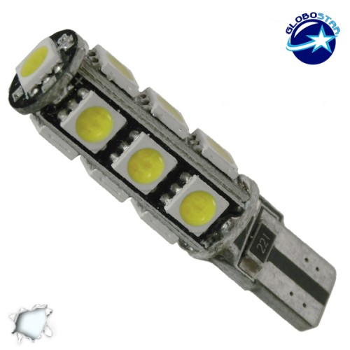 GloboStar® T10 W5W 21540 Λαμπτήρας LED T10 Can Bus με 13 SMD 5050 3.22W DC 12V IP20  660lm 120° Ψυχρό Λευκό