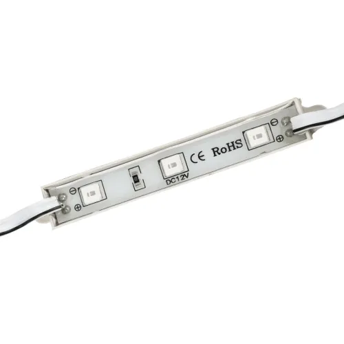 GLOBOSTAR® MODULARI 73703 Module LED 0.8W 60lm 120° DC 12V Αδιάβροχο IP65 3 x SMD5050 Chip Κόκκινο Dimmable - Μ8.6 x Π1.2 x Υ0.5cm - Πακέτο 20 Τεμαχίων - 3 Χρόνια Εγγύηση