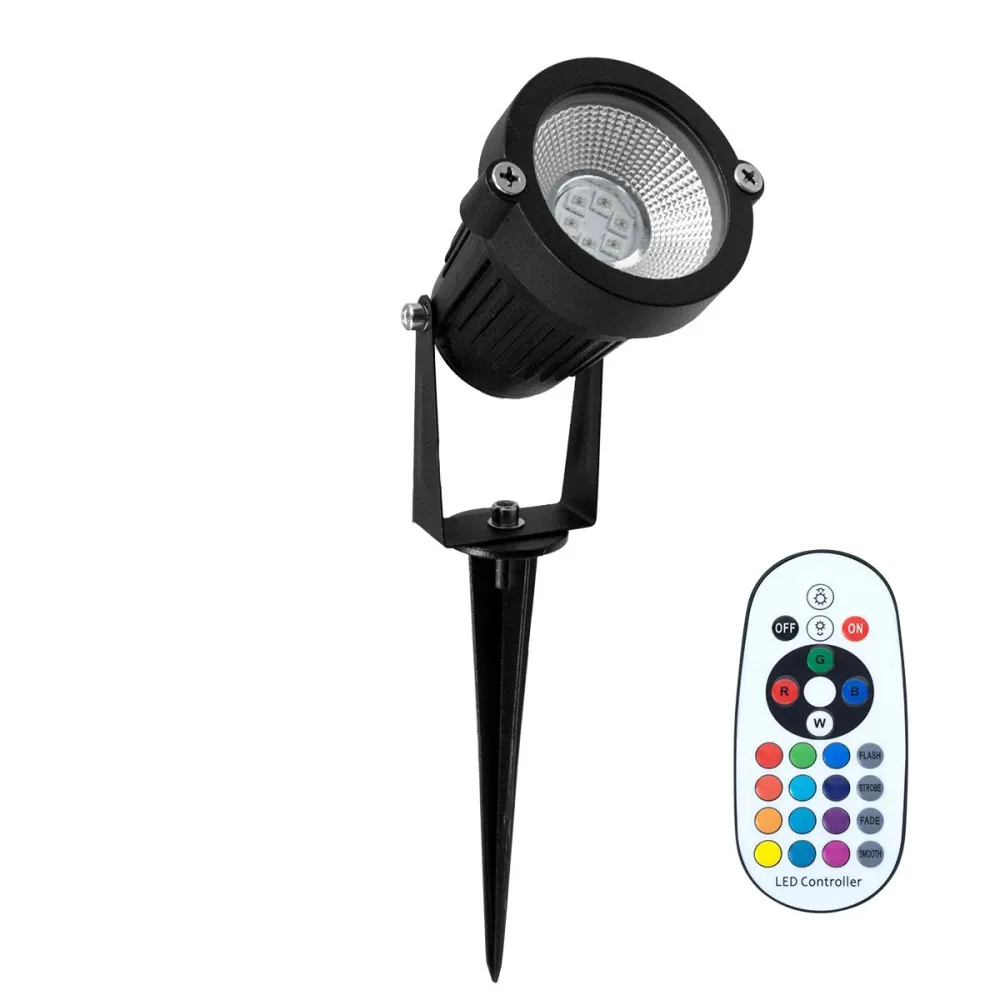 GLOBOSTAR® ROOT 75588 Φωτιστικό Σποτ για Φυτά - Δέντρα με Βάση Κήπου / Καρφωτό με IR Ασύρματο Χειριστήριο LED 10W 800lm 35° DC 24V Αδιάβροχο IP67 Πολύχρωμο RGB Dimmable - Epistar SMD Chip - Μαύρο - Μ6 x Π6 x Υ12.5cm - 2 Χρόνια Εγγύηση
