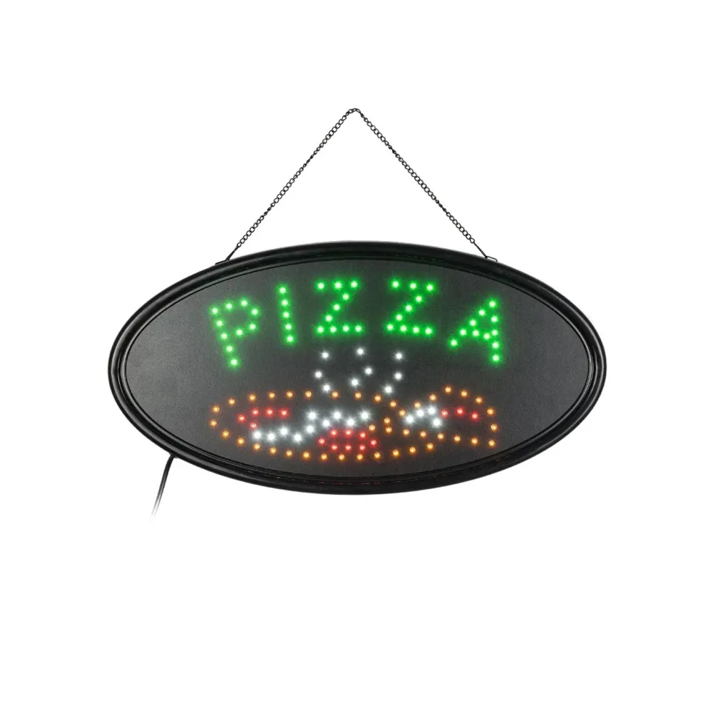 GloboStar® 75685 Φωτιστικό Ταμπέλα LED Οβάλ Σήμανσης PIZZA 5W με Πρίζα AC 230V - Μ48 x Π1.8 x Υ24.5cm