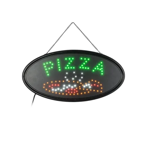 GloboStar® 75685 Φωτιστικό Ταμπέλα LED Οβάλ Σήμανσης PIZZA 5W με Πρίζα AC 230V - Μ48 x Π1.8 x Υ24.5cm