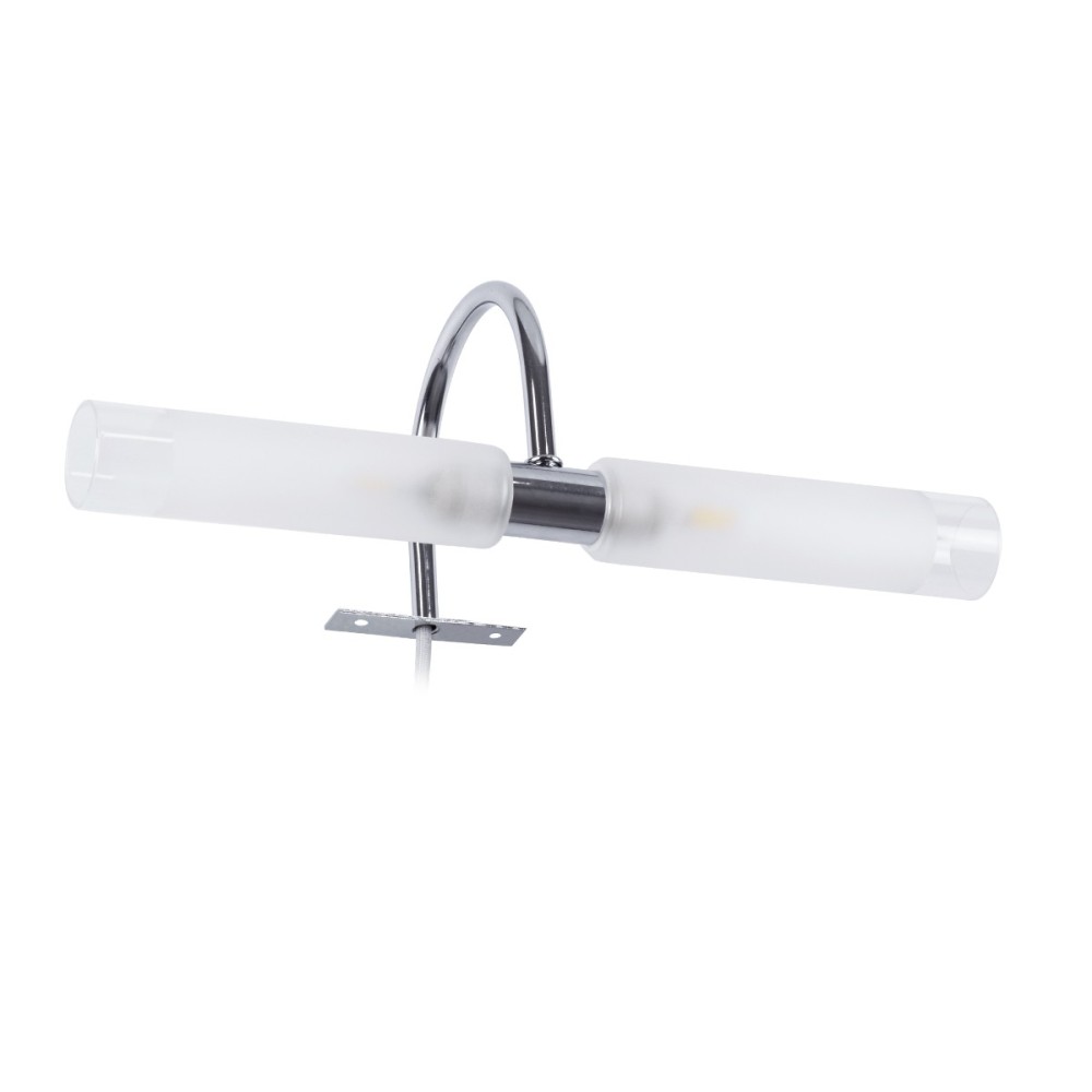 GLOBOSTAR® FLORA 60414 Μοντέρνο Φωτιστικό Τοίχου - Απλίκα Καθρέπτη Μπάνιου με Ντουί 2 x G9 AC 220-240V IP44 - Νίκελ Χρώμιο - Μ31 x Π13 x Υ12cm