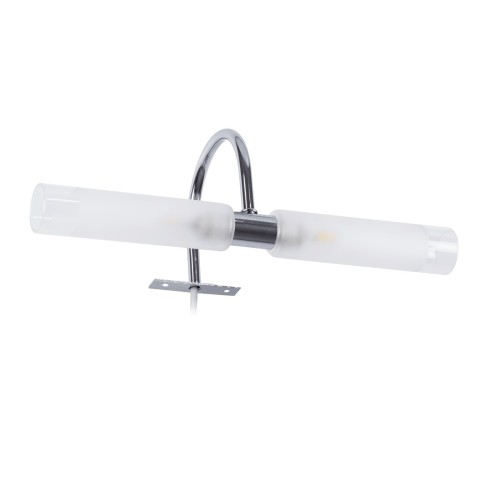 GLOBOSTAR® FLORA 60414 Μοντέρνο Φωτιστικό Τοίχου - Απλίκα Καθρέπτη Μπάνιου με Ντουί 2 x G9 AC 220-240V IP44 - Νίκελ Χρώμιο - Μ31 x Π13 x Υ12cm