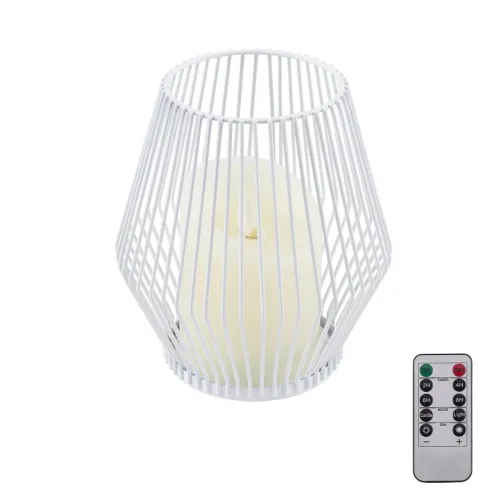 GloboStar® CANDLE 76488 Διακοσμητικό Realistic Κερί με LED Εφέ Κινούμενης Φλόγας - Μπαταρίας 2 x AA (Δεν Συμπεριλαμβάνονται) & Ασύρματο Χειριστήριο IR Θερμό Λευκό 2700K Dimmable Λευκό Φ14 x Υ16cm