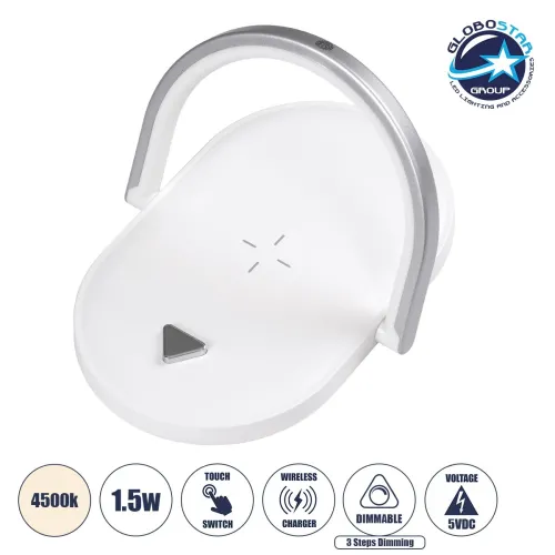 GloboStar® ECLIPSE 76559 Επιτραπέζιο Φωτιστικό Πορτατίφ LED 15W 1200lm 180° AC 220-240V IP20 Φυσικό Λευκό 4500K Dimmable Λευκό Πλαστικό - Μ17 x Π13 x Υ10cm - 2 Xρόνια Εγγύηση