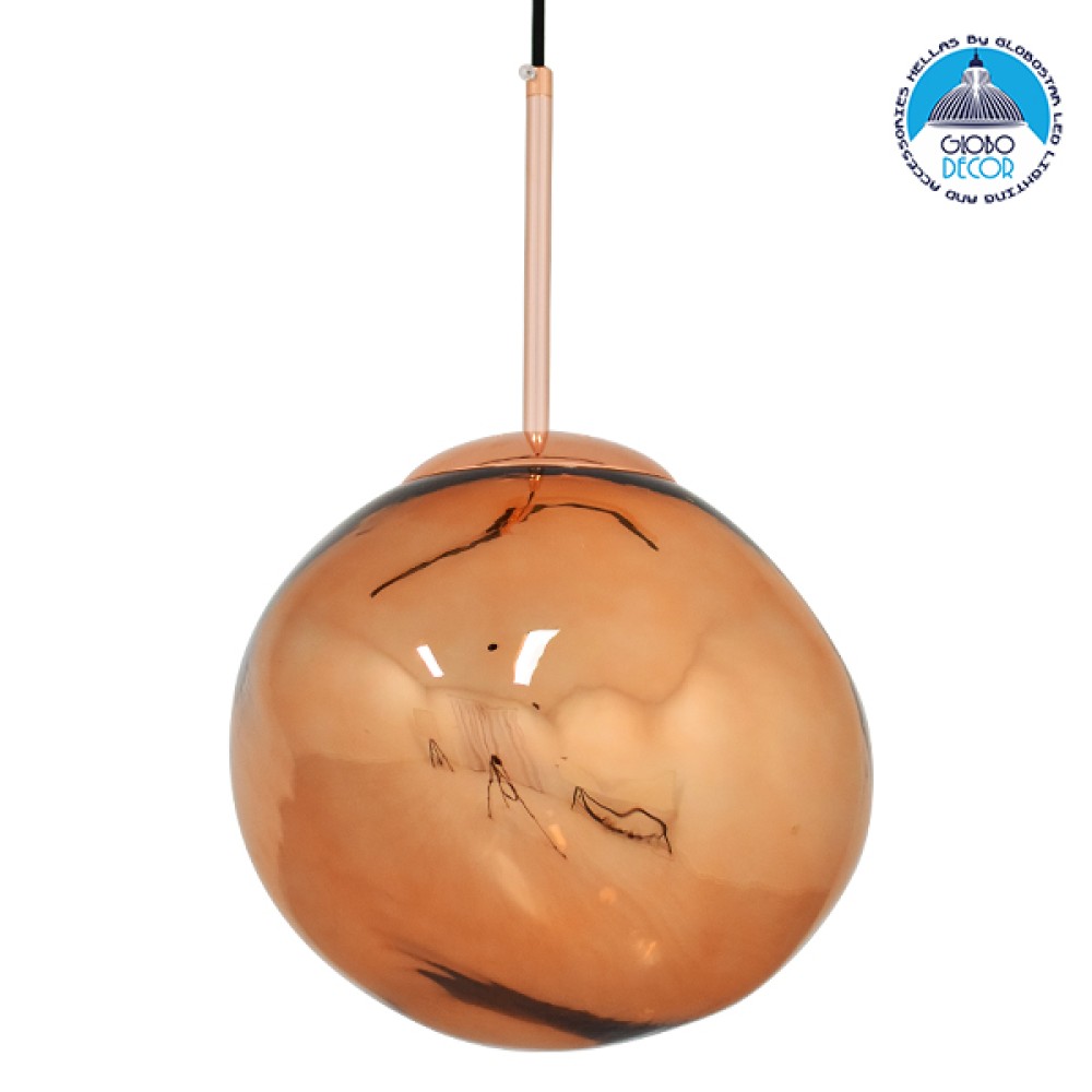 GLOBOSTAR® DIXAR 01461 Μοντέρνο Κρεμαστό Φωτιστικό Οροφής με Ντουί 1 x E27 AC 220-240V IP20 - Χάλκινο - Μ28 x Π28 x Υ40cm