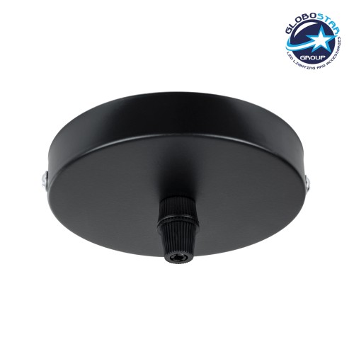 GLOBOSTAR® WALLBASE 77501 Μεταλλική Ροζέτα για Κρέμαση 1 Φωτιστικού - Μαύρο - Μ10 x Π10 x Υ2cm