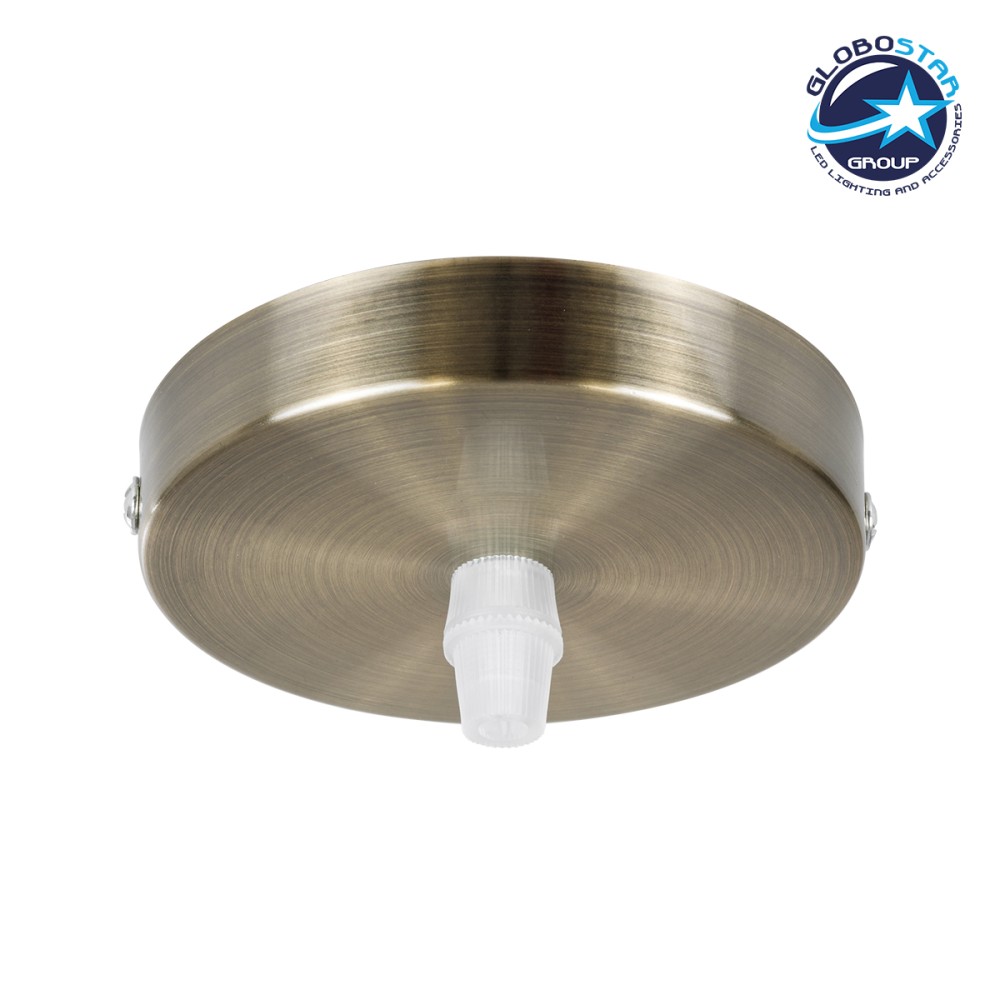 GloboStar® DIY 77505 Επιτοίχια Στρογγυλή Ροζέτα - Βάση για 1 Κρεμαστό Φωτιστικό - Φ10 x Υ2cm - Αντικέ Μπρονζέ - Μεταλλικό - 5 Χρόνια Εγγύηση