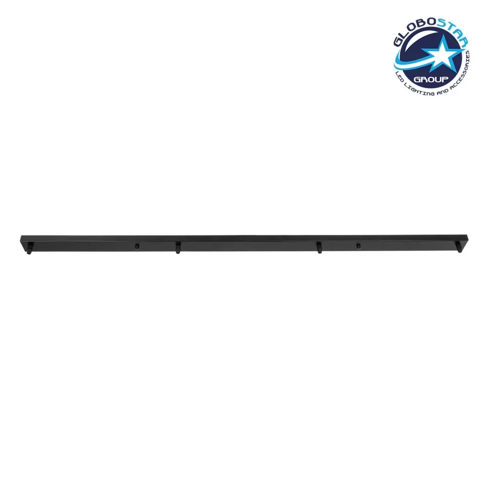 GLOBOSTAR® WALLBASE 77525 Γραμμική Μεταλλική Ροζέτα για Κρέμαση 4 Φωτιστικών - Μαύρο - Μ120 x Π5 x Υ2cm