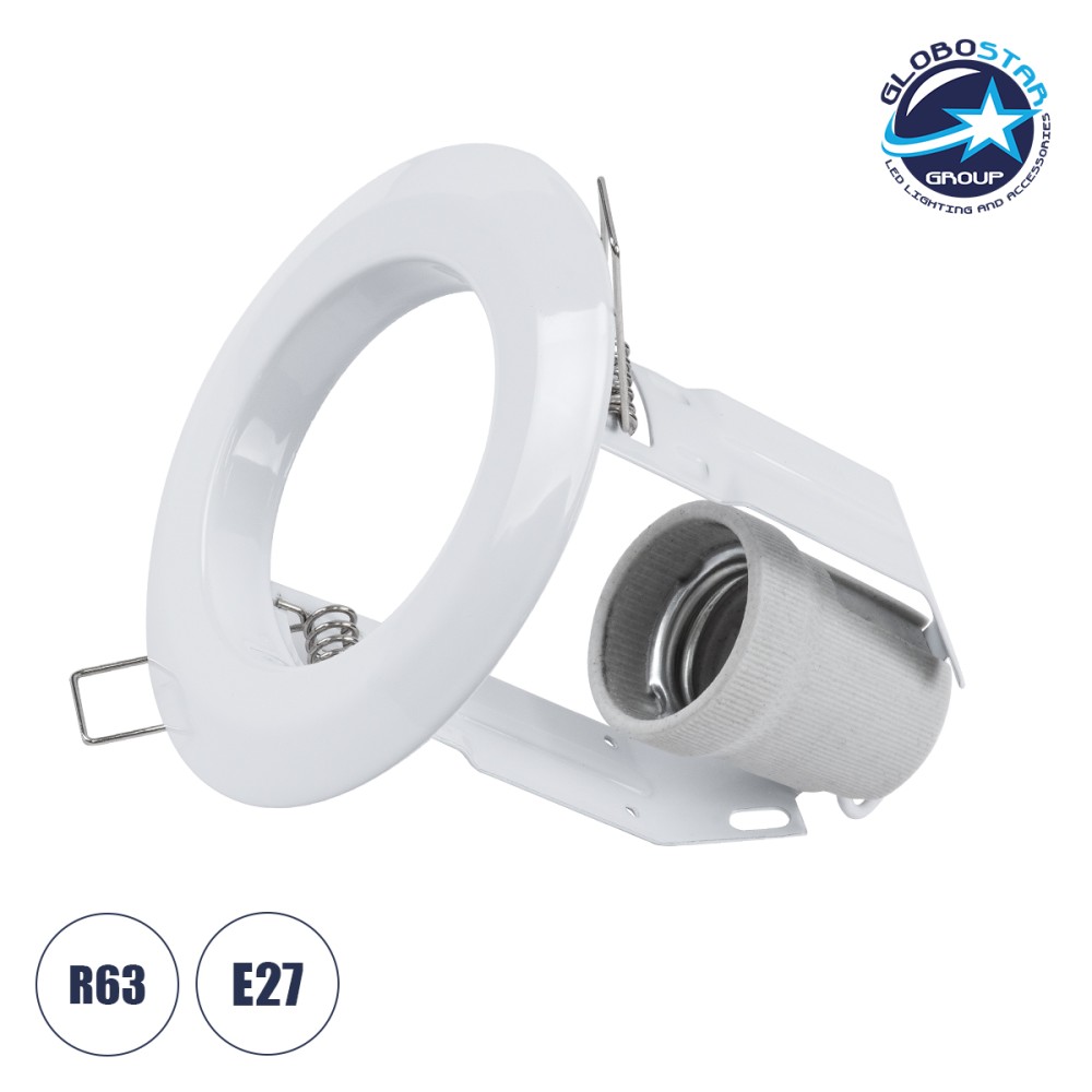 GLOBOSTAR® ACIDA 77844 Χωνευτή Βάση για Σποτ R63 με Ντουί E27 IP20 - Λευκό - Μ11 x Π11 x Υ11cm / Q9cm