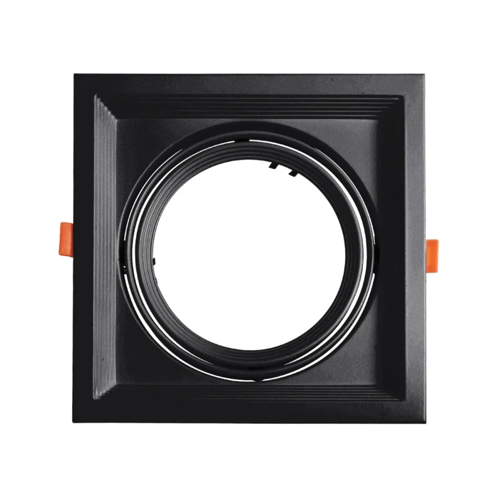 GLOBOSTAR® VITA 77853 Χωνευτή Κινούμενη Βάση για Σποτ AR111 για Ντουί GU10/GU5.3 IP20 - Μαύρο Ματ - Μ18 x Π18 x Υ4.5cm / Q17.5 x 17.5cm