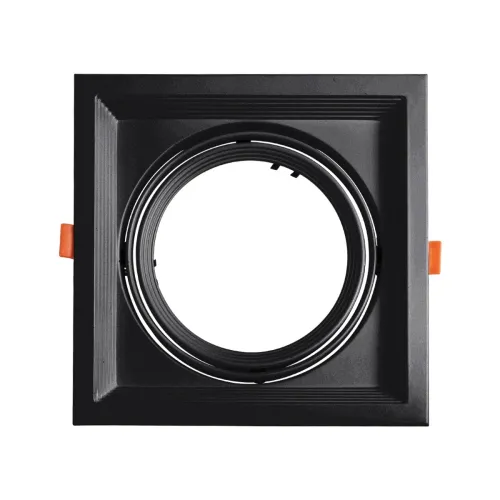 GLOBOSTAR® VITA 77853 Χωνευτή Κινούμενη Βάση για Σποτ AR111 για Ντουί GU10/GU5.3 IP20 - Μαύρο Ματ - Μ18 x Π18 x Υ4.5cm / Q17.5 x 17.5cm