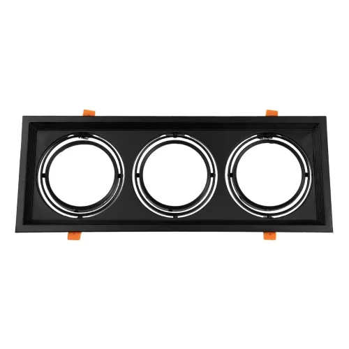 GLOBOSTAR® VITA 77857 Χωνευτή Κινούμενη Βάση για 3 x Σποτ AR111 για Ντουί GU10/GU5.3 IP20 - Μαύρο Ματ - Μ48.7 x Π18 x Υ5.5cm / Q47.5 x 17cm