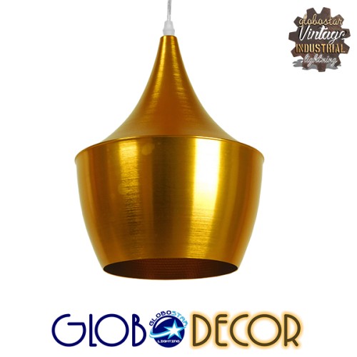 GLOBOSTAR® SHANGHAI 01544 Μοντέρνο Κρεμαστό Φωτιστικό Οροφής με Ντουί 1 x E27 AC 220-240V IP20 - Χρυσό Πλατίνα - Μ24 x Π24 x Υ30cm