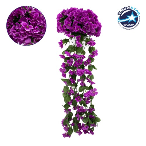 GLOBOSTAR® PHLOX 78051 Τεχνητό Κρεμαστό Φυτό Φλόξ - Βιολετί & Πράσινο - Μ30 x Π30 x Υ80cm