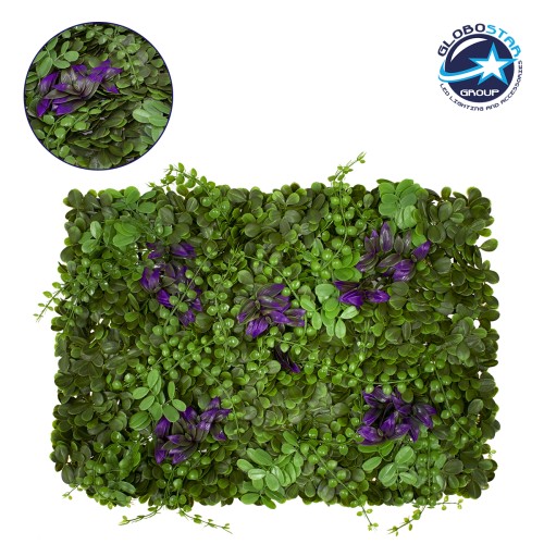 GloboStar® 78423 Artificial - Συνθετικό Τεχνητό Διακοσμητικό Πάνελ Φυλλωσιάς - Κάθετος Κήπος Ζεβρίνα - Τριφύλλι - Πεπερόμια Πράσινο - Φούξια Μ60 x Υ40 x Π7cm