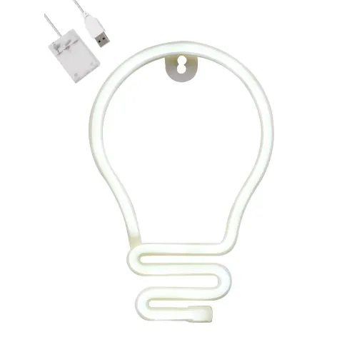 GloboStar® 78576 Φωτιστικό Ταμπέλα Φωτεινή Επιγραφή NEON LED Σήμανσης LAMP 5W με Καλώδιο Τροφοδοσίας USB - Μπαταρίας 3xAAA (Δεν Περιλαμβάνονται) - Ψυχρό Λευκό 6000K