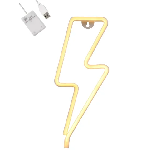 GloboStar® 78590 Φωτιστικό Ταμπέλα Φωτεινή Επιγραφή NEON LED Σήμανσης LIGHT STRIKE 5W με Καλώδιο Τροφοδοσίας USB - Μπαταρίας 3xAAA (Δεν Περιλαμβάνονται) - Θερμό Λευκό 2700K