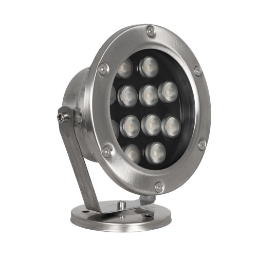 GLOBOSTAR® UNDERWATER-DENIS 90429 Υποβρύχιος Προβολέας Σποτ για Σιντριβάνια/Πισίνες LED 12W 1080lm 30° DC 24V Αδιάβροχο IP68 Θερμό Λευκό 2700K Dimmable - Ανοξείδωτο Ατσάλι 304 - Μ14.5 x Π7 x Υ17cm - 3 Χρόνια Εγγύηση