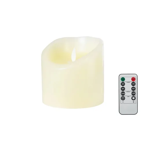 GLOBOSTAR® FIREFLAME 79541 Διακοσμητικό Κερί Παραφίνης με Εφέ Κινούμενης Φλόγας & IR Ασύρματο Χειριστήριο LED 0.5W 25lm 180° DC 3V με 2xAA Μπαταρίες IP20 Θερμό Λευκό 2700K Dimmable - Μπεζ - Μ10 x Π10 x Υ10cm - 2 Χρόνια Εγγύηση