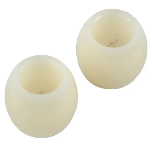 GloboStar® CANDLE 79548 ΣΕΤ 2 x Διακοσμητικά Realistic Κεράκια με LED Εφέ Κινούμενης Φλόγας - Μπαταρίας 2 x CR2032 Μπλε Μπεζ D6 x H5cm