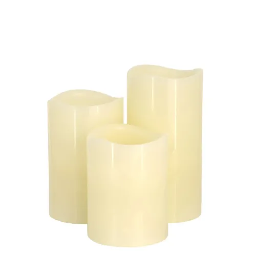 GloboStar® 79554 ΣΕΤ 3 Διακοσμητικών Realistic Κεριών Παραφίνης με LED - Μπαταρίας & Ασύρματο Χειριστήριο IR Ψυχρό Λευκό 6000K