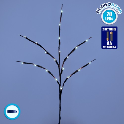 GLOBOSTAR® BRANCH 79800 Μοντέρνο Επιτραπέζιο Φωτιστικό LED 3W 300lm 360° με 2 x ΑΑ Μπαταρίες DC 3V IP20 Ψυχρό Λευκό 6000K - DIODE - Καφέ & Μπεζ - Μ62.5 x Π62.5 x Υ70cm - 2 Χρόνια Εγγύηση