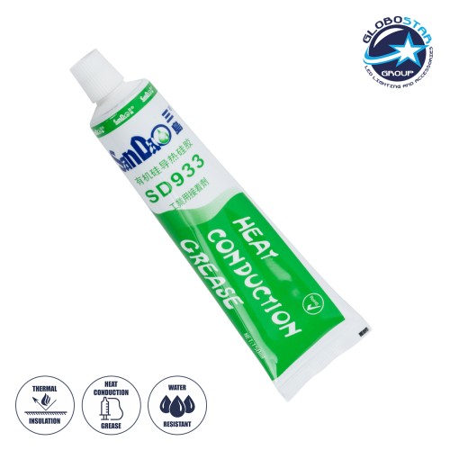 GLOBOSTAR® SILICONE-SD933 79959 Σωληνάριο Μονοσυστατικής Θερμοαγώγιμης & Στεγανοποιητικής Πάστας Σιλικόνης RTV 150ml - Αντοχή σε Θερμοκρασίες -50°C έως +250°C - Διάφανη - Μ18 x Π5 x Υ2cm