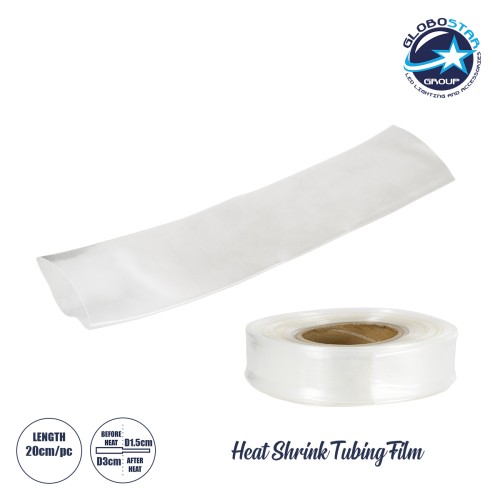 GLOBOSTAR® SHRINKTUBE 79969-1 Θερμοσυστελλόμενο Μακαρόνι Στεγανοποίησης για Neon Flex LED Αδιάβροχο IP65 - Διάφανο - Μ20 x Π3 x Υ3cm/Π1.5 x Υ1.5cm