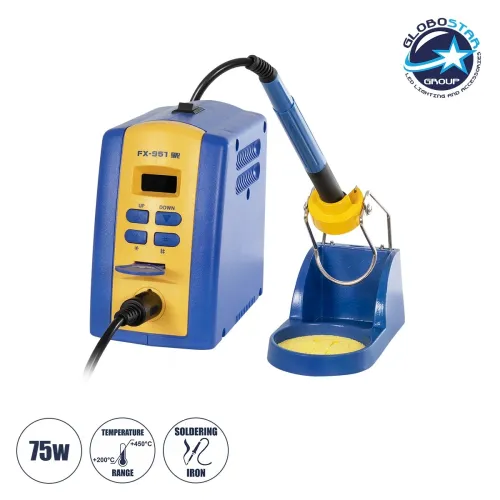 GLOBOSTAR® HAKKO FX-951 79980 Ψηφιακός Σταθμός Συγκόλλησης με Ψηφιακή Οθόνη & Κολλητήρι 75W AC 220-240V IP20 - Μ8 x Π13.1 x Υ13cm - 2 Χρόνια Εγγύηση