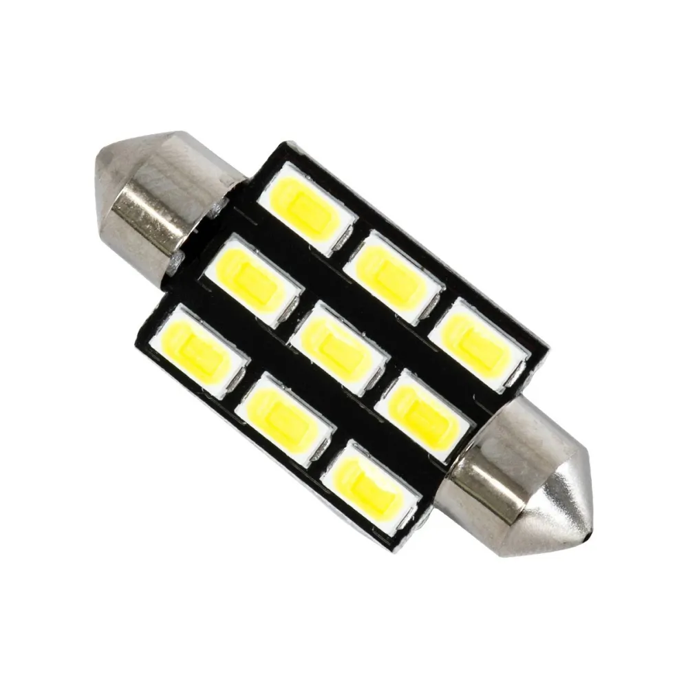 GloboStar® C5W 81307 Λάμπα Αυτοκινήτου LED 39mm FESTOON - 9xSMD5630 4.5W 675lm 120° DC 12V IP20 Μ3.9 x Π1.2 x Υ1.2cm Ψυχρό Λευκό 6000K