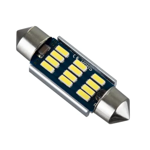 GLOBOSTAR® C5W 81330 Σωληνωτή Λάμπα C5W 39mm CANbus LED 1.2W 180lm 120° DC 24-30V IP20 Ψυχρό Λευκό 6000K - 12 x Epistar SMD4014 - Μ3.9 x Π1.2 x Υ1.2cm - 1 Χρόνο Εγγύηση