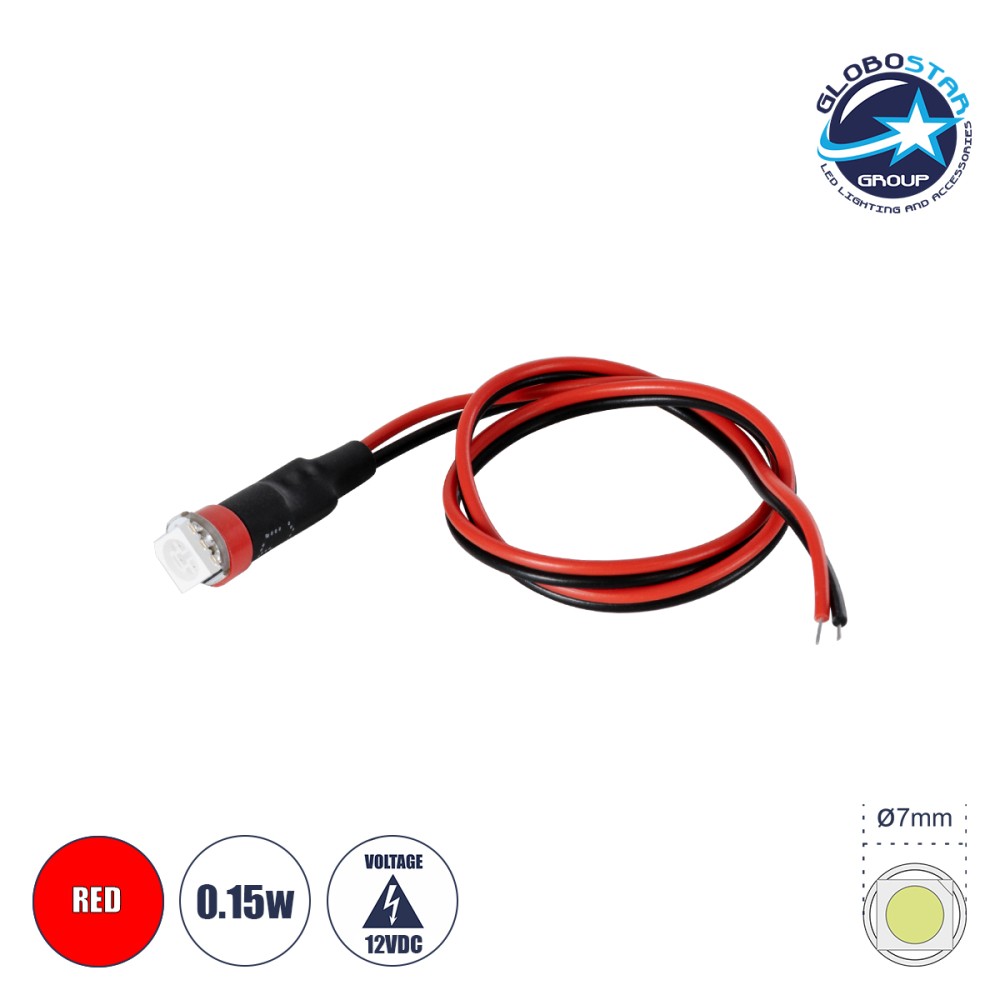 GloboStar® SMD-LED 81485 Υψηλής Ισχύος SMD LED 0.12W 15lm DC 12V - Φ0.7 x Υ2.3cm - Κόκκινο - Dimmable - 2 Χρόνια Εγγύηση