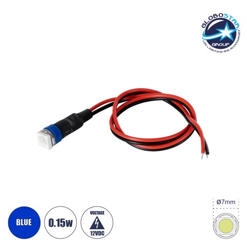 GloboStar® SMD-LED 81487 Υψηλής Ισχύος SMD LED 0.12W 15lm DC 12V - Φ0.7 x Υ2.3cm - Μπλε - Dimmable - 2 Χρόνια Εγγύηση