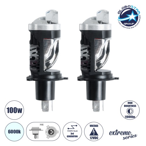 GloboStar® 81506 H4 X10 360° Line KIT Βασικού Φωτισμού Αυτοκινήτου & Μοτοσυκλέτας 3nd Generation Can-Bus Series LED CREE CXB 50W/100W 11000lm/22000lm DC 12V Αδιάβροχο IP56 Ψυχρό Λευκό 6000K - 2 Χρόνια Εγγύηση