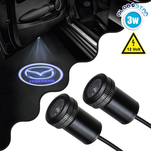GloboStar® 81613 MAZDA Ghost Car Brand Logo Projector - Προτζέκτορας Προβολής Μάρκας Αυτοκινήτου LED CREE XHP35 3W 240lm 120° DC 12V IP20 Ψυχρό Λευκό 6000K