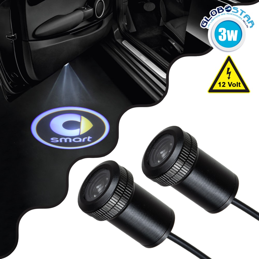 GloboStar® 81620 SMART Ghost Car Brand Logo Projector - Προτζέκτορας Προβολής Μάρκας Αυτοκινήτου LED CREE XHP35 3W 240lm 120° DC 12V IP20 Ψυχρό Λευκό 6000K