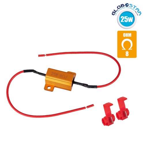 GLOBOSTAR® CANRESISTOR 81642 Βατική Αντίσταση CANbus 25W 8 Ohm  AC/DC 12V Αδιάβροχο IP65 - Μ2.8 x Π2.7 x Υ1.5cm