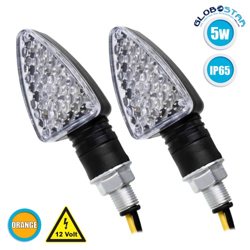 GLOBOSTAR® TURNLIGHT 81751 Φλας Μοτοσυκλέτας LED 1.5W/3W 135lm/270lm 120° DC 12V Αδιάβροχο IP65 Πορτοκαλί - Μ8.3 x Π3 x Υ2.8cm - Πακέτο 2 Τεμαχίων - 1 Χρόνο Εγγύηση