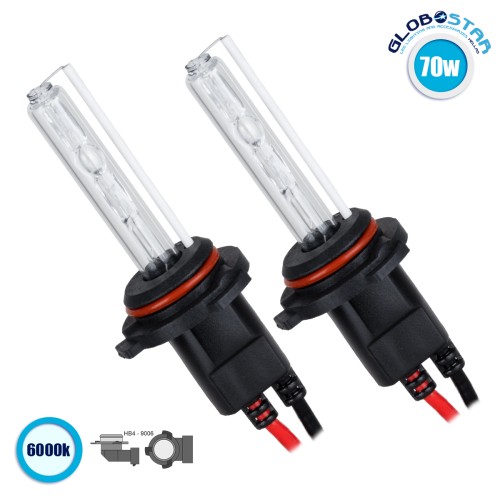 GloboStar® 84010 HB4 9006 ΣΕΤ 2 x Λάμπες Βασικού Φωτισμού Αυτοκινήτου & Μοτοσυκλέτας Xenon HID 70W 6400lm IP20 Ψυχρό Λευκό 6000K