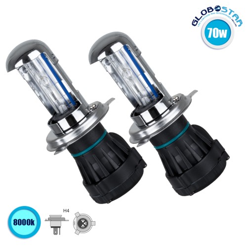 GloboStar® 84013 H4 ΣΕΤ 2 x Λάμπες Βασικού Φωτισμού Φορτηγού Xenon HID 55W 6400lm DC 24V IP20 Ψυχρό Λευκό 8000K
