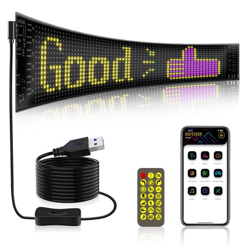 GLOBOSTAR® MATRIX GLB-106-0002 Εύκαμπτη Κυλιόμενη Ψηφιακή Επιγραφή 37.4x9.2cm P5 64x16 Pixel LED 10W DC 5V 2A με USB 2.0 Αδιάβροχο IP65 Πολύχρωμο RGB - Bluetooth Control μέσω iPIXEL APP - Μ37.4 x Π0.2 x Υ9.2cm - 2 Χρόνια Εγγύηση