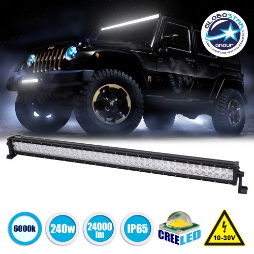 GloboStar® 85464 PRO Series Μπάρα Ίσια - Straight για Αυτοκίνητα & Φορτηγά LED CREE XBD 240W 24000lm DC 10-30V Αδιάβροχη IP65 Ψυχρό Λευκό 6000K