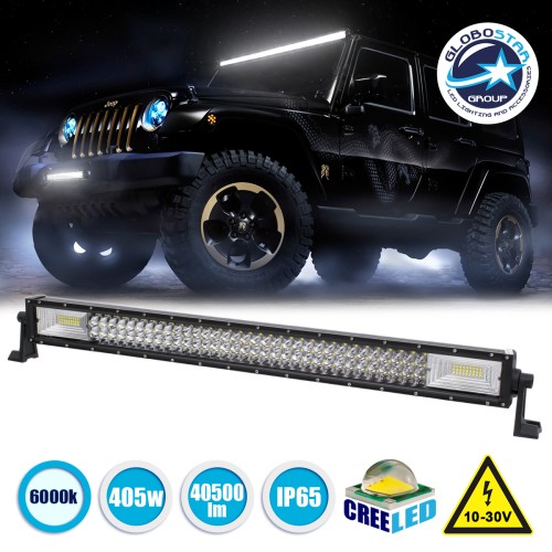 GloboStar® 85483 PRO Series Μπάρα Ίσια - Straight TRI-ROW 7D για Αυτοκίνητα & Φορτηγά LED CREE XBD 405W 40500lm 15° & 60° DC 10-30V Αδιάβροχη IP65 Ψυχρό Λευκό 6000K