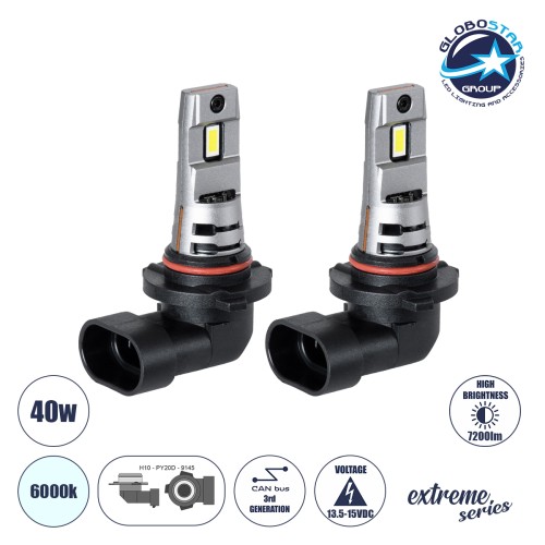 GloboStar® 85652 7S H10 KIT Βασικού Φωτισμού Αυτοκινήτου & Μοτοσυκλέτας 3rd Generation Can-Bus Extreme Series LED 7035 SMD 40W 7200lm DC 13.5-15V Αδιάβροχο IP68 Ψυχρό Λευκό 6000K