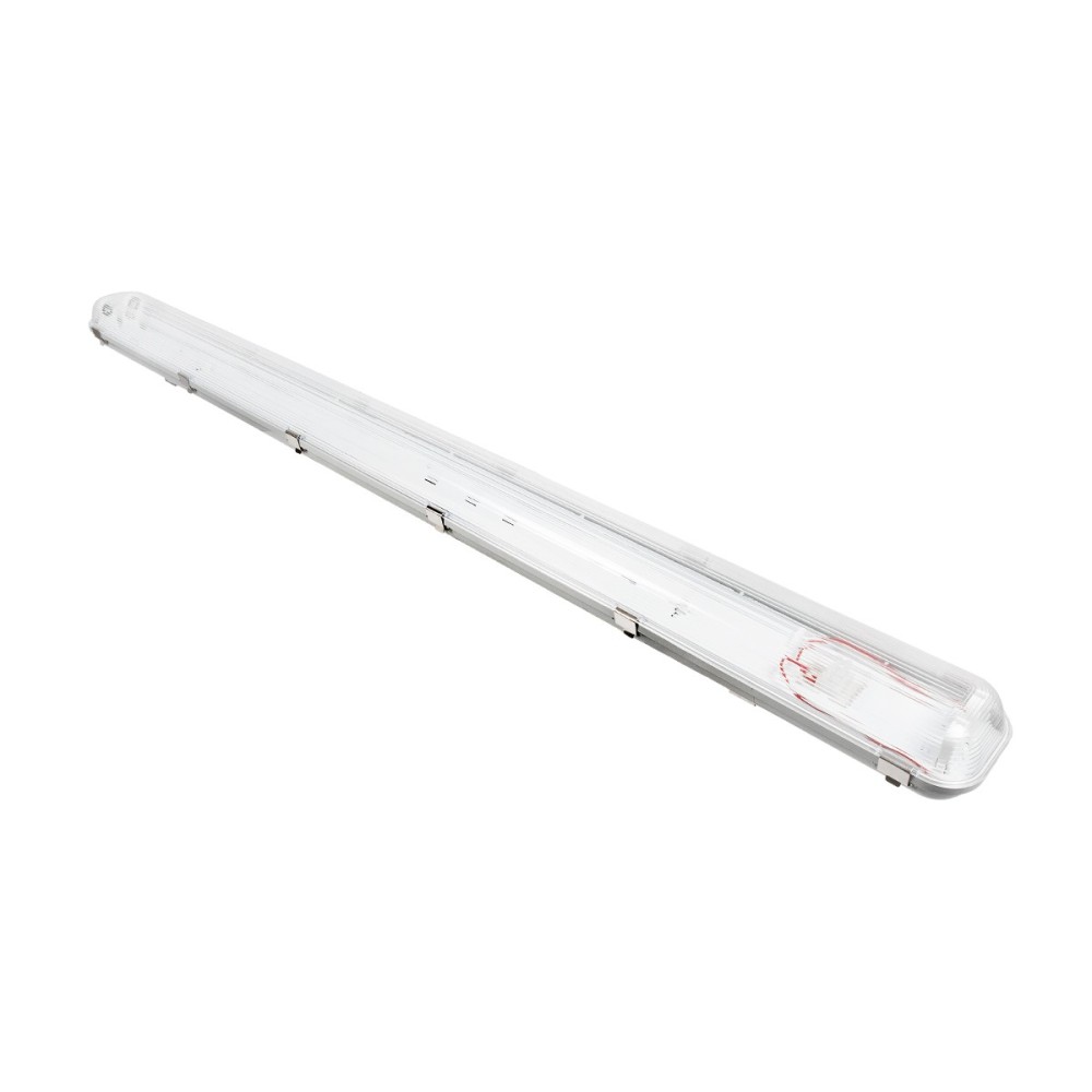 GLOBOSTAR® VIGAS 90613 Γραμμικό Βιομηχανικό Φωτιστικό Σκαφάκι Tri-Proof με Μεταλλικά Clips για 2 x Λάμπες T8 G13 120cm Τύπου Φθορίου LED Τροφοδοσίας Ενός Άκρου 120° AC 220-240V Αδιάβροχο IP65 - Γκρι με Διάφανο Κάλυμμα Πλαστικό PC - Μ126 x Π10 x Υ8cm
