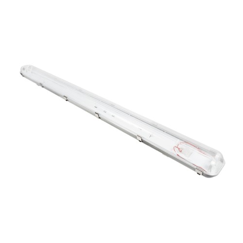 GLOBOSTAR® VIGAS 90613 Γραμμικό Βιομηχανικό Φωτιστικό Σκαφάκι Tri-Proof με Μεταλλικά Clips για 2 x Λάμπες T8 G13 120cm Τύπου Φθορίου LED Τροφοδοσίας Ενός Άκρου 120° AC 220-240V Αδιάβροχο IP65 - Γκρι με Διάφανο Κάλυμμα Πλαστικό PC - Μ126 x Π10 x Υ8cm