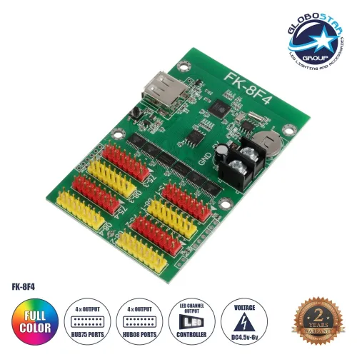 GLOBOSTAR® CARD-FK-8F4 90096 Κάρτα Εικόνας για Πολύχρωμες RGB LED Κυλιόμενες Ψηφιακές Επιγραφές/Οθόνες DC 5V IP20 - 4096x16/2048x32/1344x48/1024x64 Pixels - Μ9.5 x Π6.2 x Υ1.6cm - 2 Χρόνια Εγγύηση