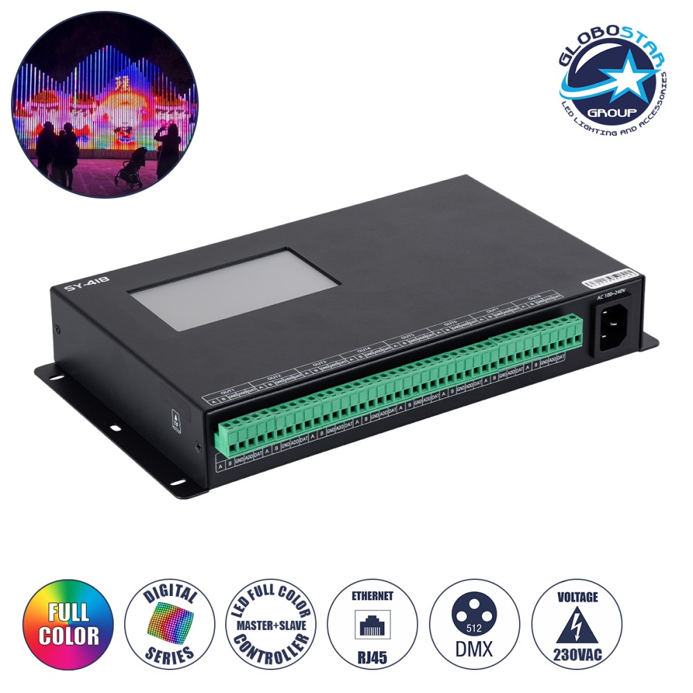 GloboStar® 90147 SEEKWAY SY-418 - Professional Master Controller - Full Colour LED Digital SPI Pixel Control System - Controller για Ψηφιακά Προϊόντα LED Digital Pixel TTL & DMX512 - Single Colour & RGB & RGBW - Synchronous & Asynchronous 